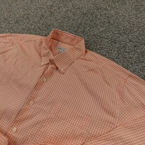Peter Millar Shirt Mens XL Orange Cotton Silk Stretch Button Up Long Sleeve Golf